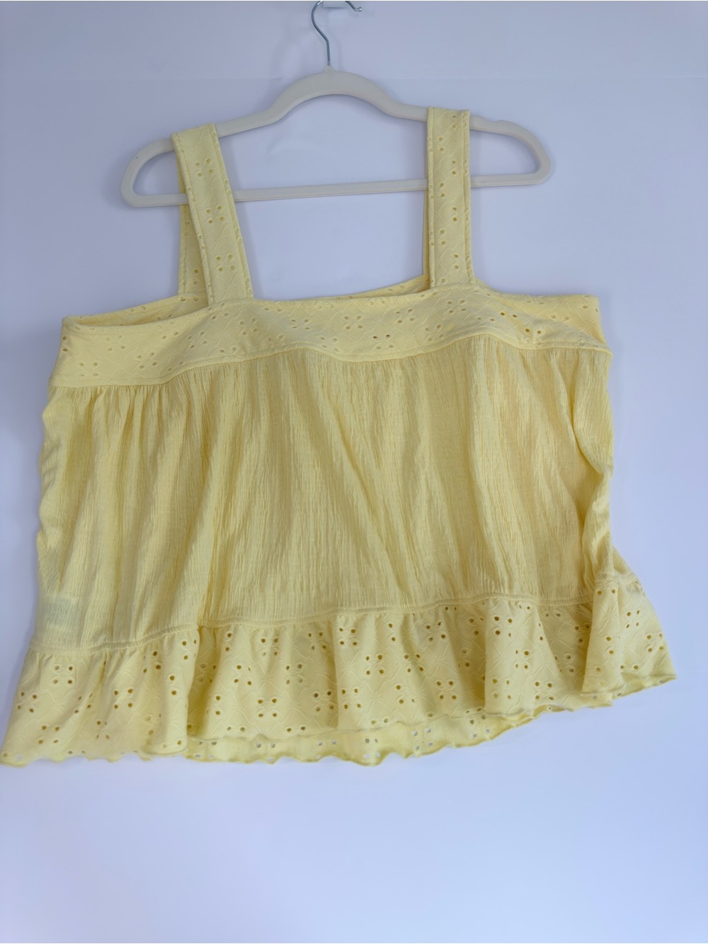 Secret Treasures Yellow Eyelet Ruffle Tank Top Size XL 16-18
